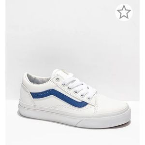 Vans Old Skool Pop Classic White & Blue Skate Shoes